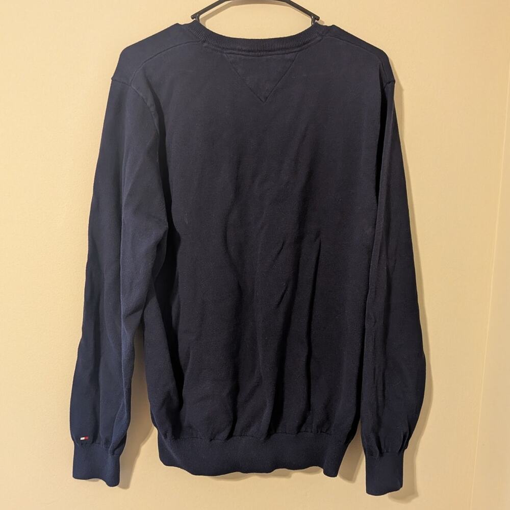 Tommy Hilfiger Navy Blue Sweater With Logo Across Chest - Picture 7 of 7